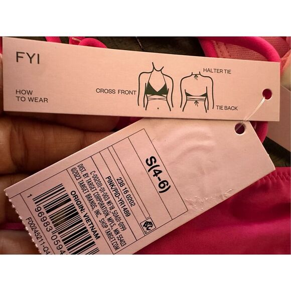 Target Brands Pink and White Hearts Wrap Bikini Top and Pink Bottom Size Small - Picture 2 of 3